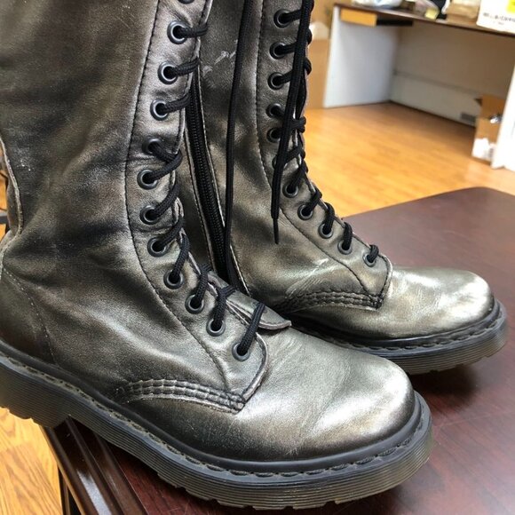 Dr Martens 20 EYE 1B60 - 1860 soft leather tall ZIP boots UK4 EU37 6US PEWTER - Picture 13 of 15